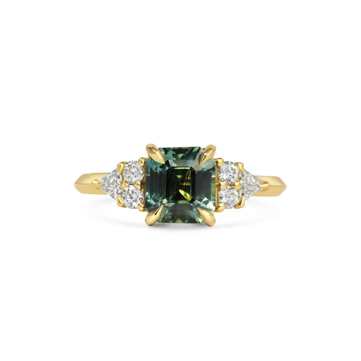 2.0CT Parti Sapphire Emerald Cut Three Stone Lab Grown Engagement Ring