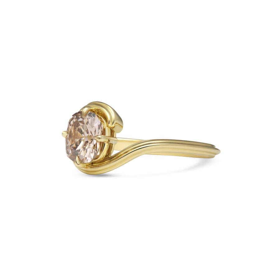 1.50CT Fancy Brown Old Mine Cushion Diamond Bypass Shank Lab Grown Ring