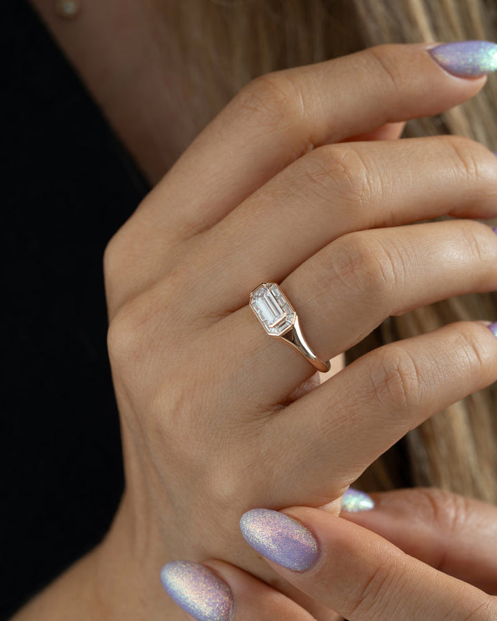 1.0CT Fancy Light Pink Emerald Halo Setting Lab Grown Engagement Ring