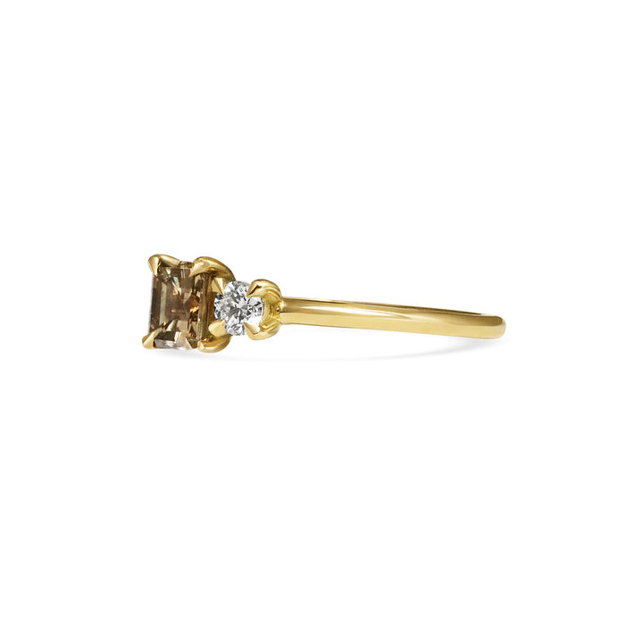 0.70CTW Round & Champagne Asscher Diamond Toi Et Moi Lab Grown Ring