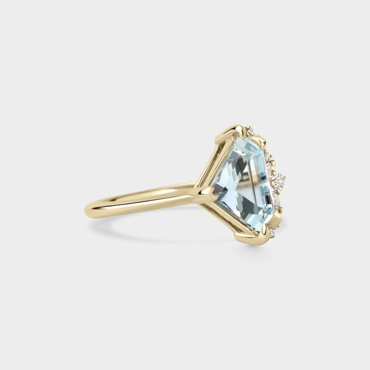 2.0CT Aquamarine Irregular Cut Cluster Setting Lab Grown Engagement Ring