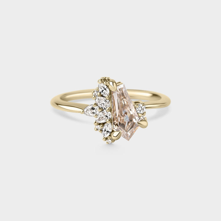 1.0CT Champagne Irregular Diamond Cluster Setting Lab Grown Engagement Ring