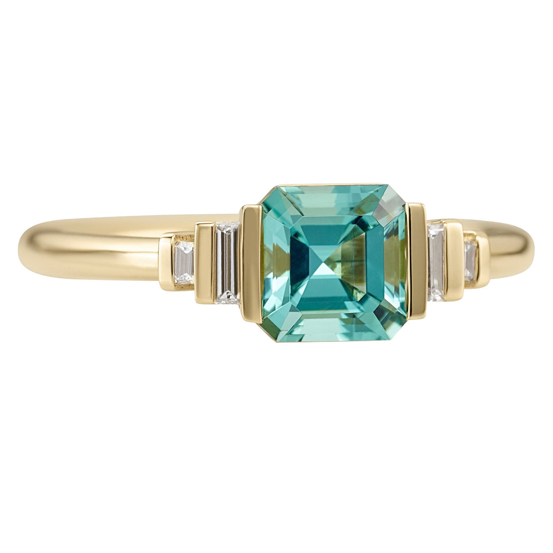 1.0CT Light Blue Asscher Diamond Five Stone Lab Grown Engagement Ring