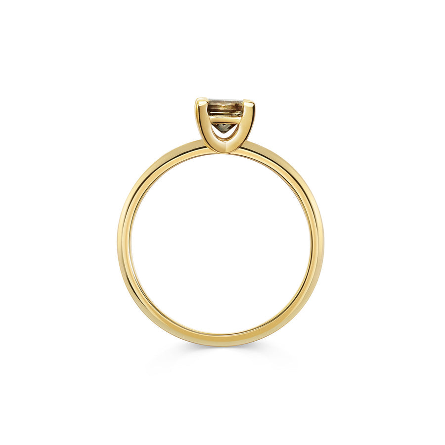 0.50CT Champagne Asscher Diamond Bezel Setting Lab Grown Ring
