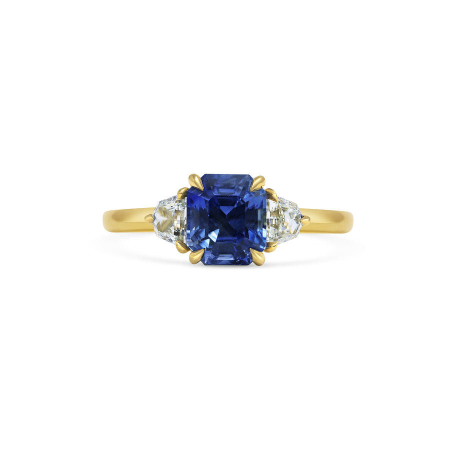 2.0CT Octagon Cut Blue Sapphire Three Stone Lab Grown Engagement Ring