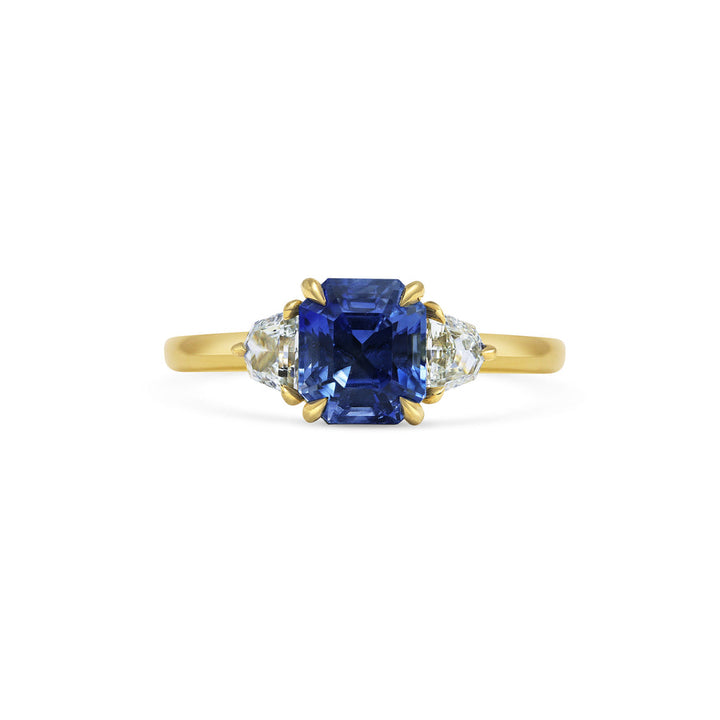 2.0CT Octagon Cut Blue Sapphire Three Stone Lab Grown Engagement Ring