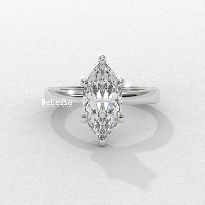 2.50-3.50CT Marquise Cut CVD Diamond Hidden Halo Engagement Ring