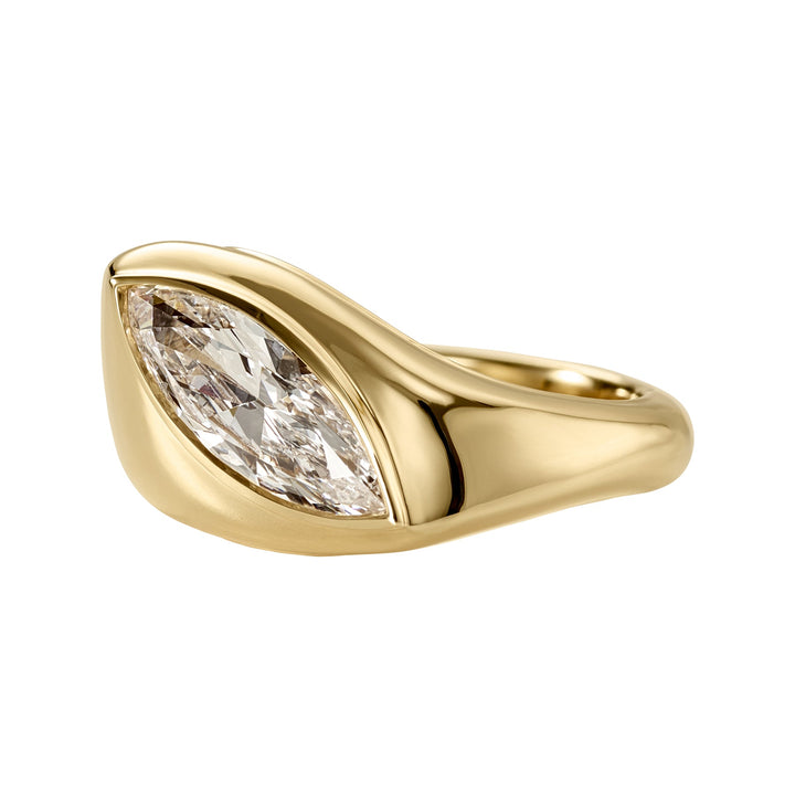 1.50CT Fancy Warm Yellow Marquise Cut Unique Solitaire Lab Grown Engagement Ring