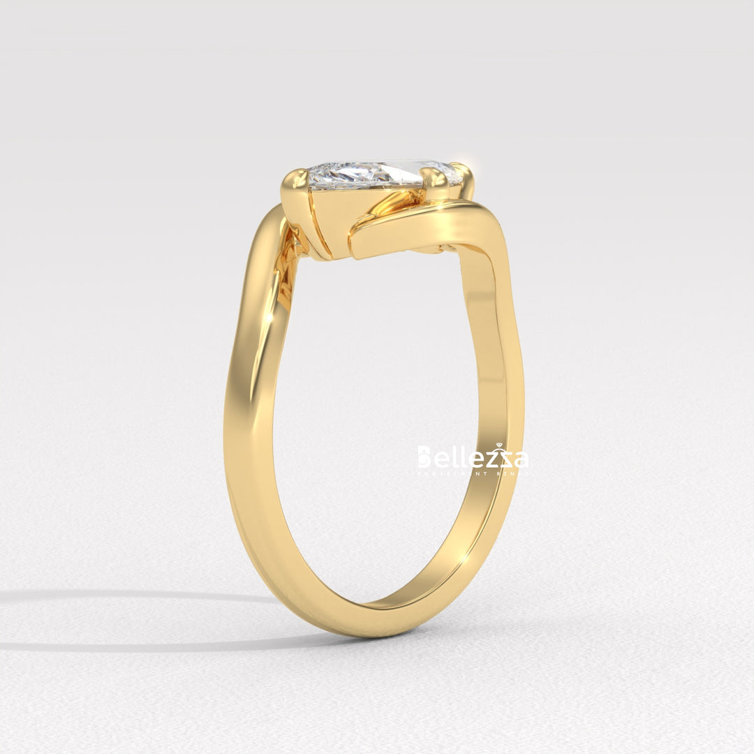 1.50-2.50CT East-West Marquise Cut Solitaire Lab Grown Engagement Ring