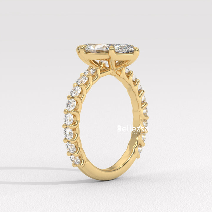 1.50-2.50CT Marquise Cut Pave Setting Lab Grown Engagement Ring
