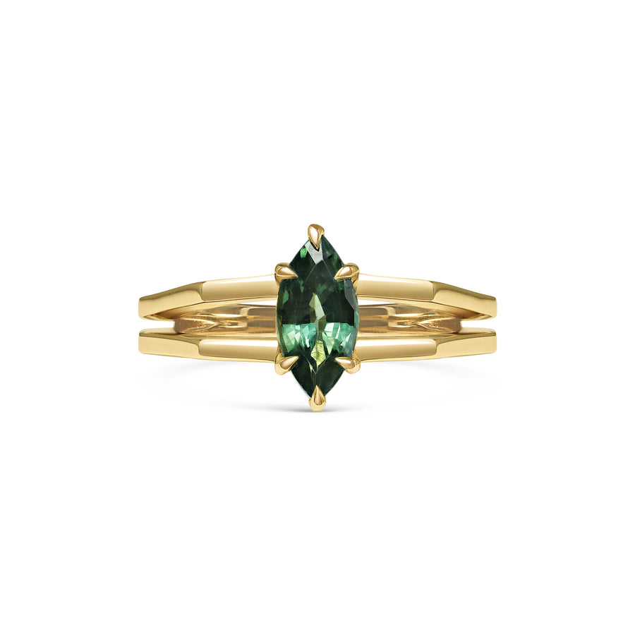 1.50CT Green Marquise Cut Sapphire Stone Solitaire Lab Grown Engagement Ring
