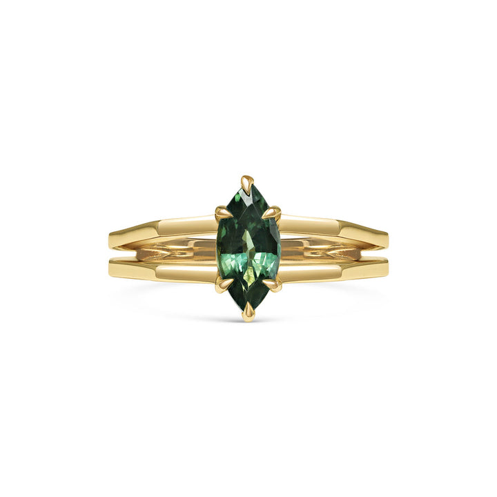 1.50CT Green Marquise Cut Sapphire Stone Solitaire Lab Grown Engagement Ring