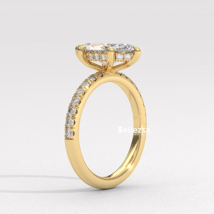 2.50-3.50CT Marquise Cut CVD Diamond Pave Setting Engagement Ring