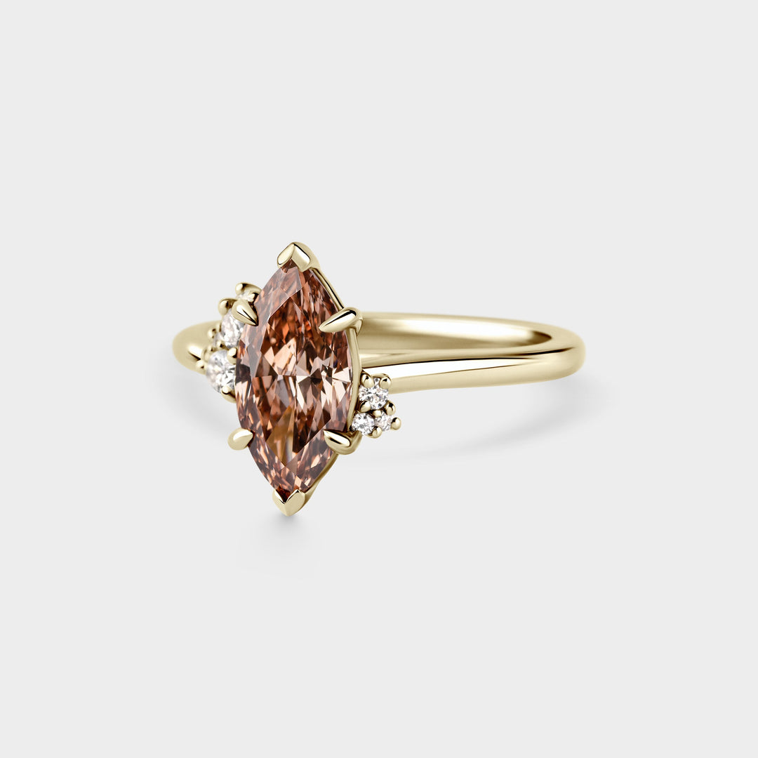 1.50CT Champagne Marquise Diamond Cluster Setting Lab Grown Engagement Ring