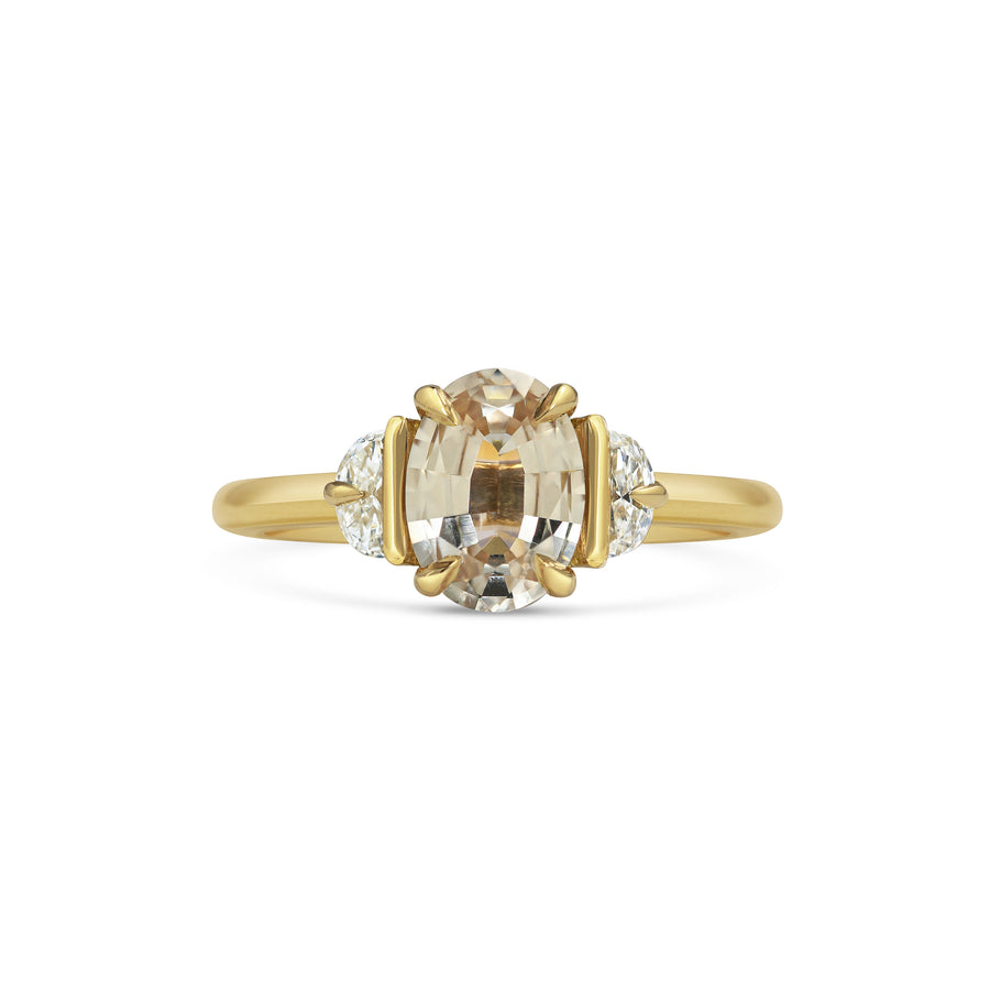 1.50CT Peach Sapphire Oval Diamond Three Stone Lab Grown Engagement Ring