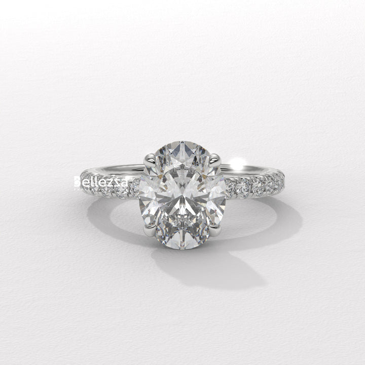 1.50-2.50CT Oval Cut CVD Diamond Pave Setting Engagement Ring