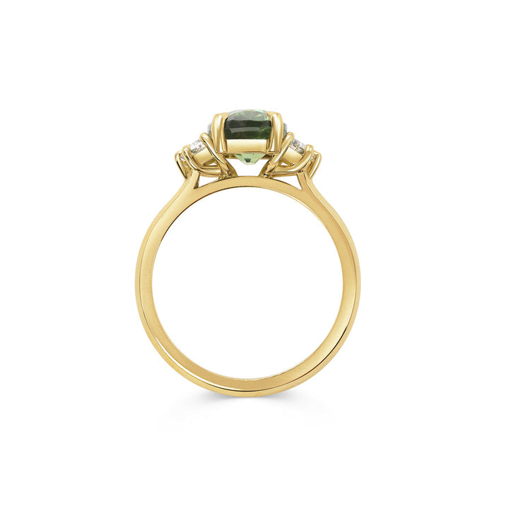 2.50CT Yellow-Green Oval Cut Three Stone Lab Grown Engagement Ring