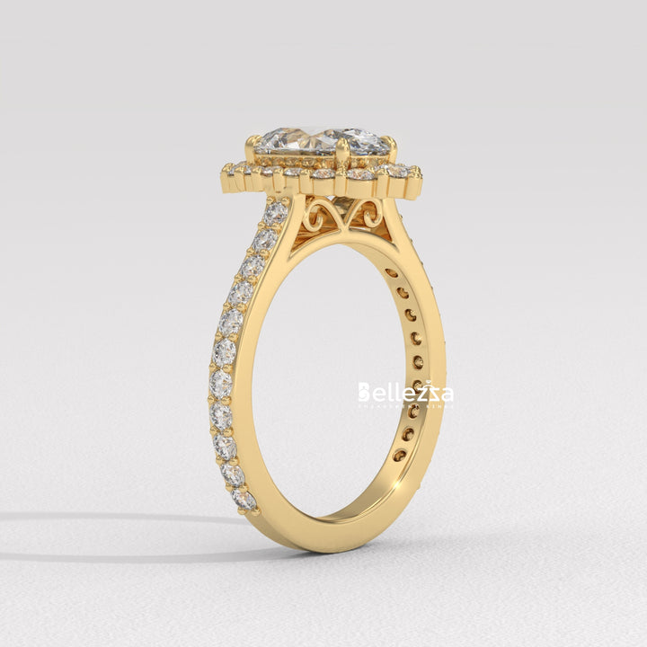 1.50-2.50CT Oval Cut Lab Grown Diamond Cluster Setting Engagement Ring