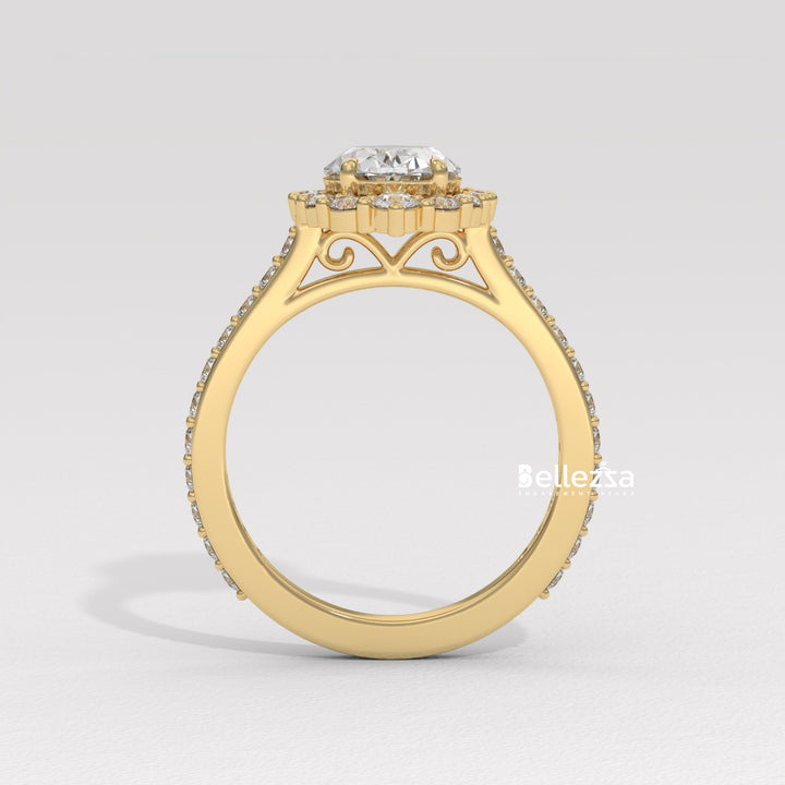 1.50-2.50CT Oval Cut Lab Grown Diamond Cluster Setting Engagement Ring