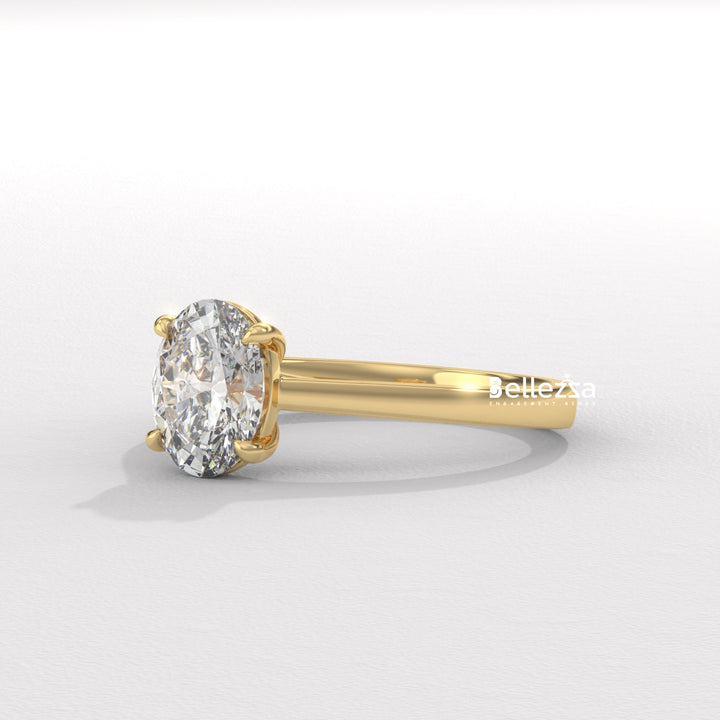 1.0-2.0CT Oval Diamond Solitaire Setting Lab Grown Engagement Ring