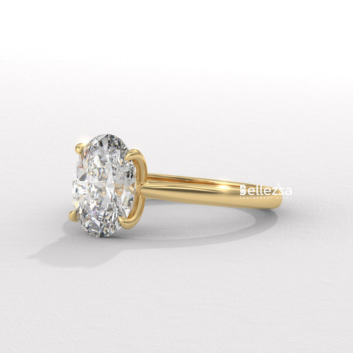 1.0-2.0CT Oval Diamond Solitaire Setting Lab Grown Engagement Ring