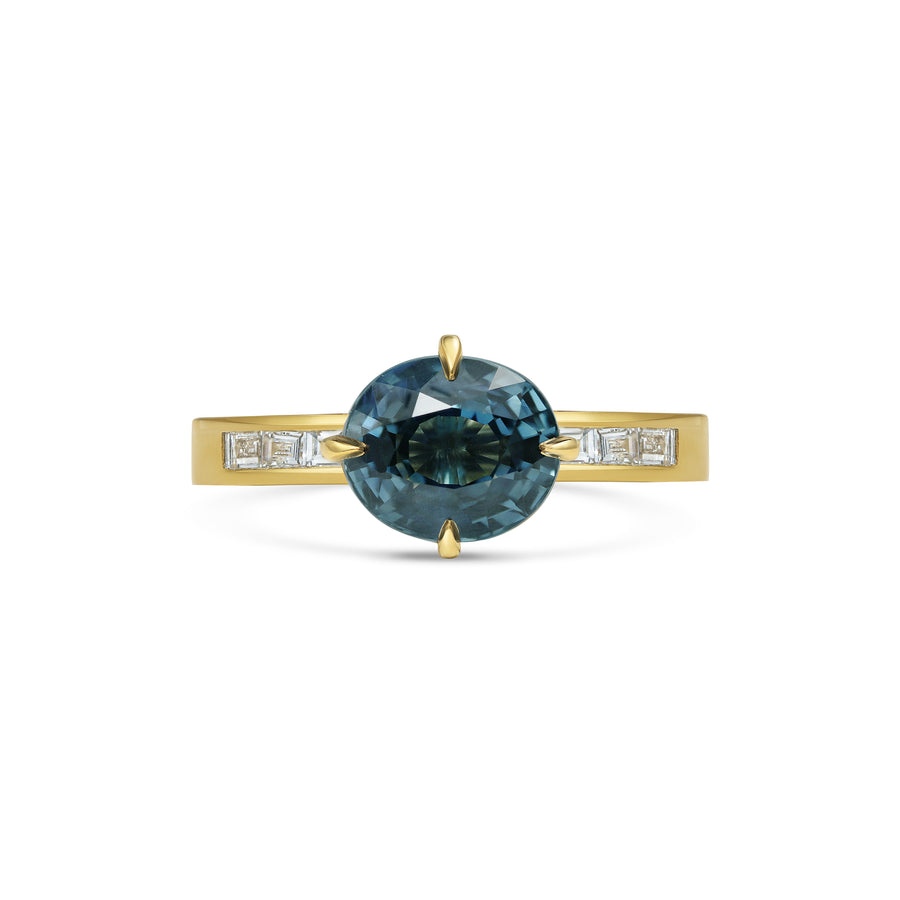 2.50CT Oval Cut Teal Sapphire Unique Change Set Lab Grown Engagement Ring