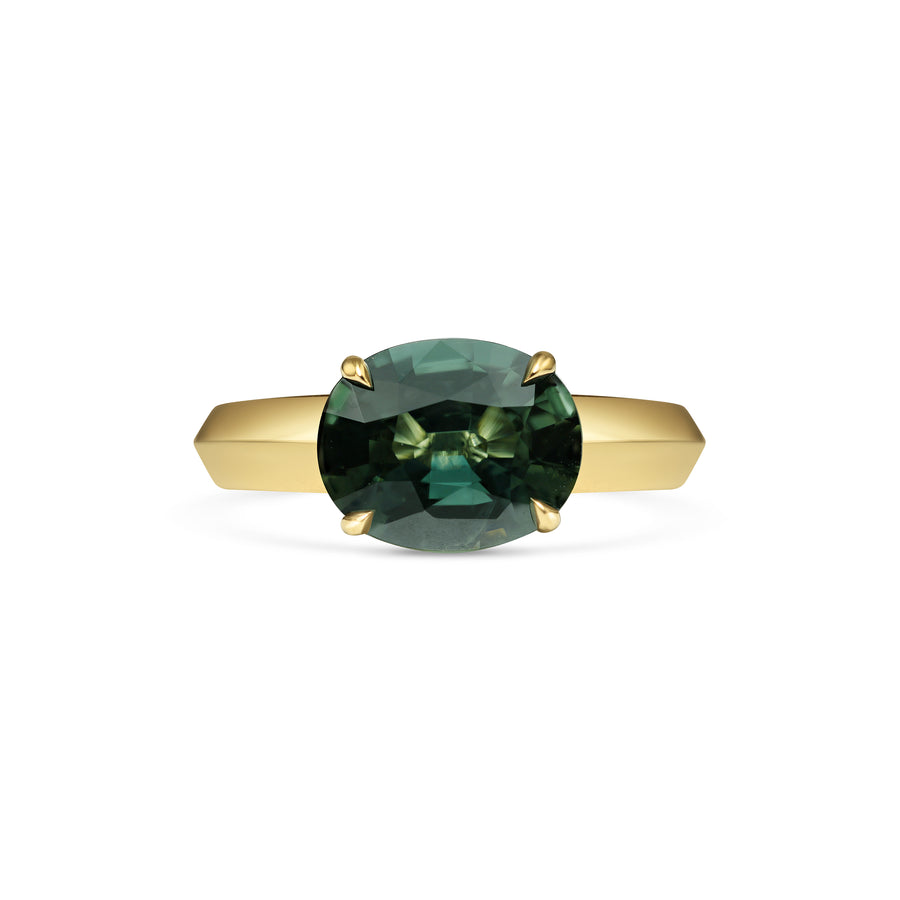 2.50CT Green Sapphire East-West Oval Diamond Solitaire Lab Grown Engagement Ring