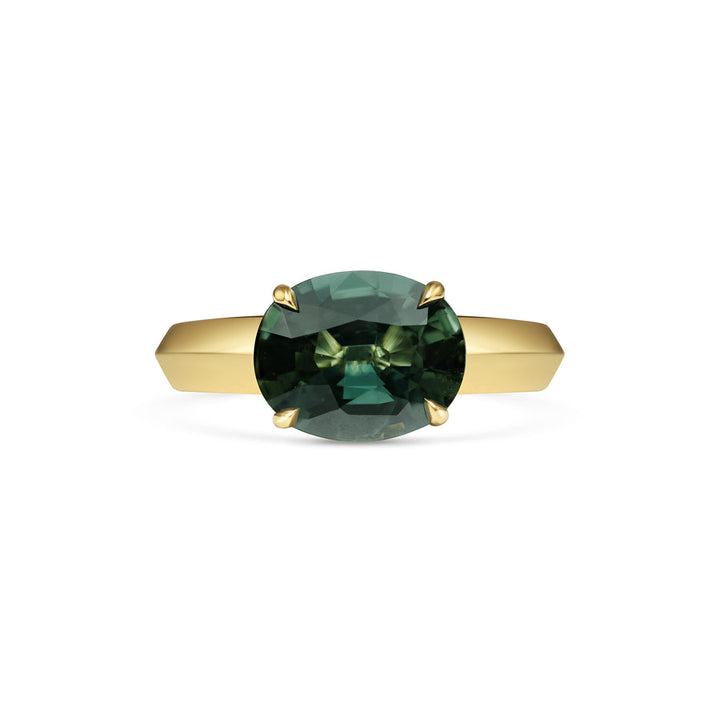 2.50CT Green Sapphire East-West Oval Diamond Solitaire Lab Grown Engagement Ring