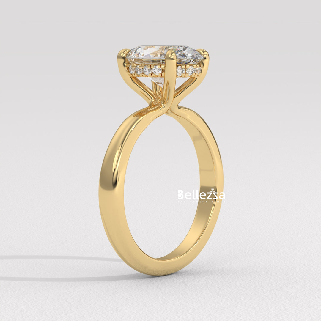 1.50-2.50CT Oval Cut Hidden Halo CVD Diamond Engagement Ring