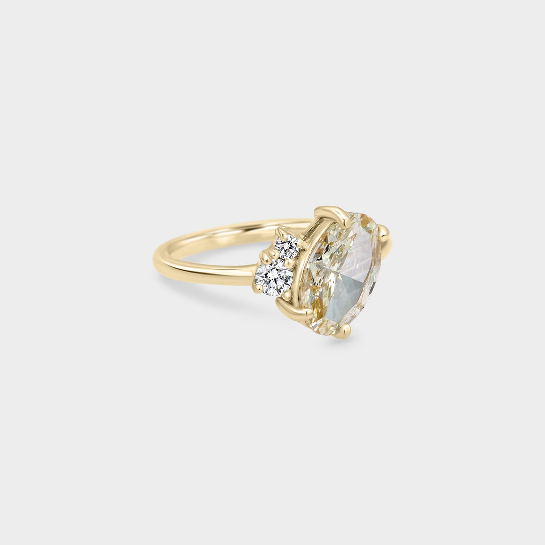 3.0CT Warm White Oval Diamond Cluster Setting Lab Grown Ring