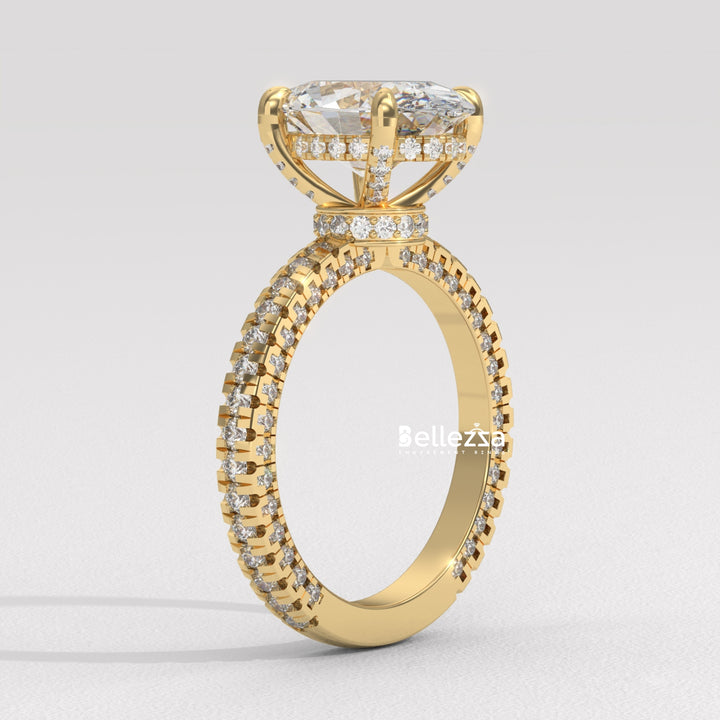 2.50-3.50CT Oval Diamond Three Side Pave Setting Lab Grown Engagement Ring