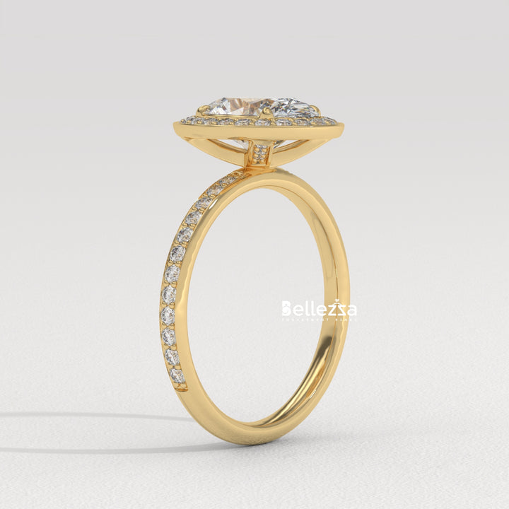 1.50-2.50CT Oval Cut CVD Diamond Halo Setting Engagement Ring