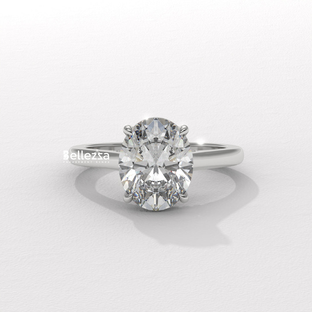 1.50-2.50CT Oval Cut CVD Diamond Hidden Diamond Engagement Ring