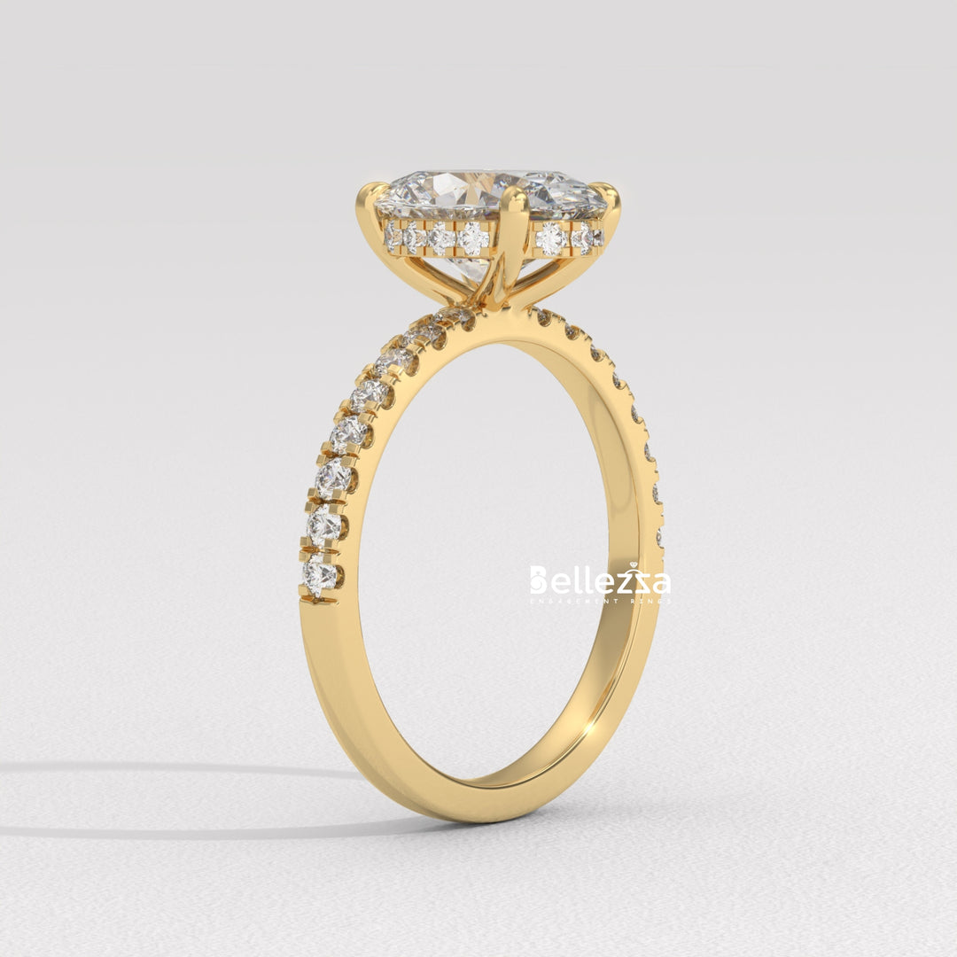 1.50-2.50CT Oval Diamond Hidden Halo Lab Grown Engagement Ring