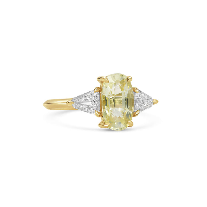 2.50CT Yellow Champagne Oval Diamond Three Stone Lab Grown Ring
