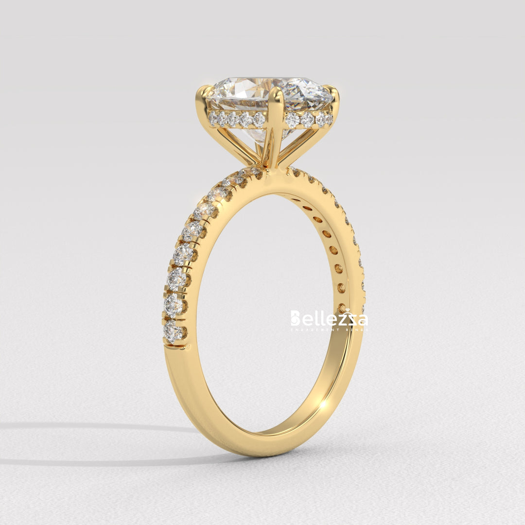 1.50-2.50CT Oval Diamond Pave Setting Lab Grown Engagement Ring