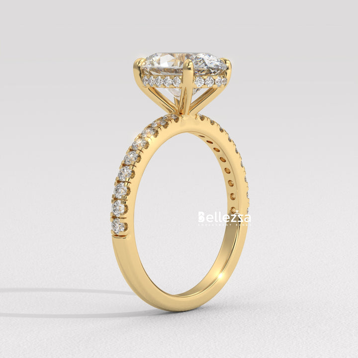 1.50-2.50CT Oval Diamond Pave Setting Lab Grown Engagement Ring