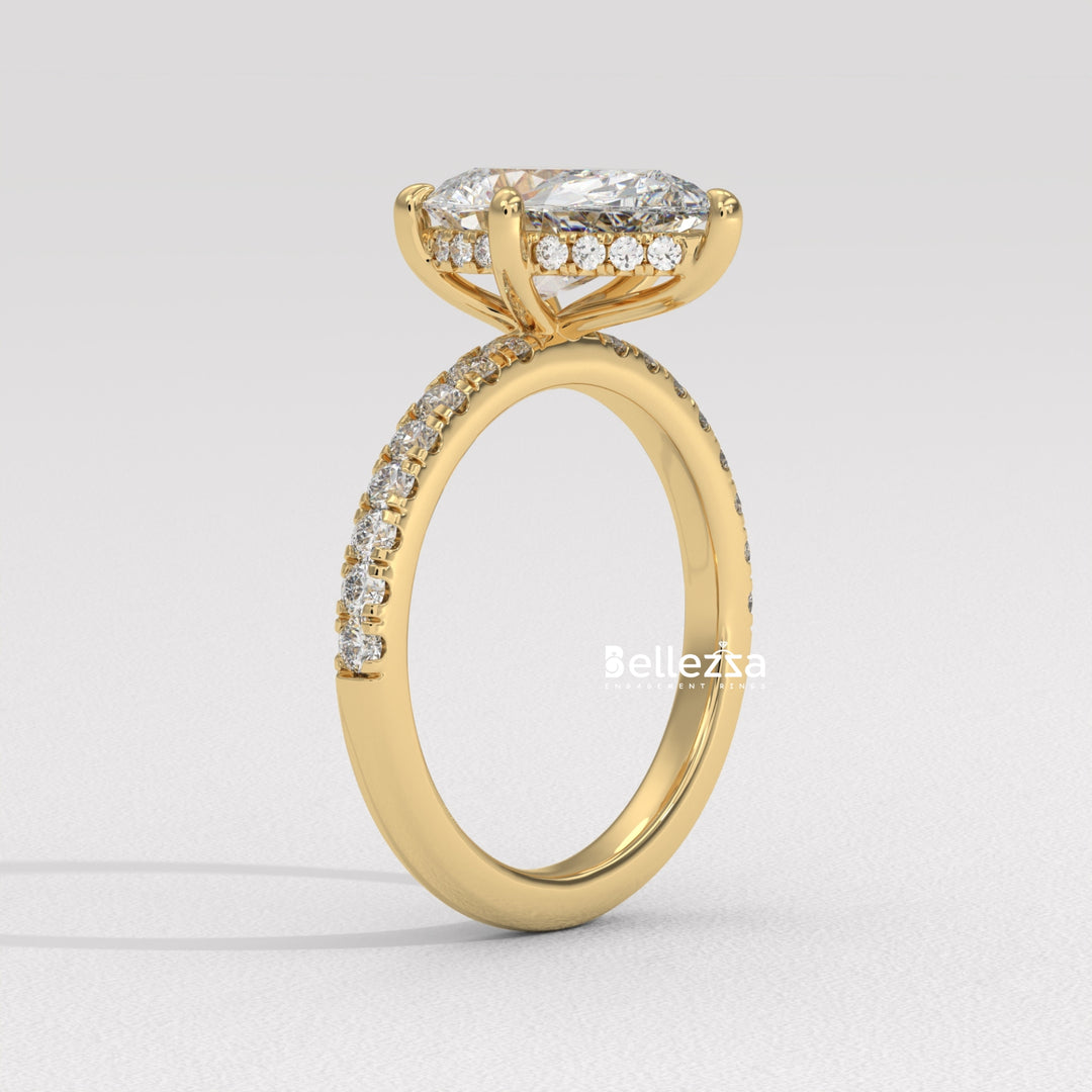 1.50-2.50CT Pear Cut Diamond Pave Setting Lab Grown Engagement Ring