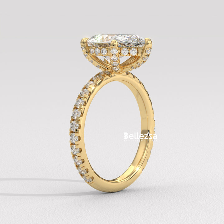 1.50-2.50CT Pear Cut Lab Grown Diamond Pave Setting Engagement Ring