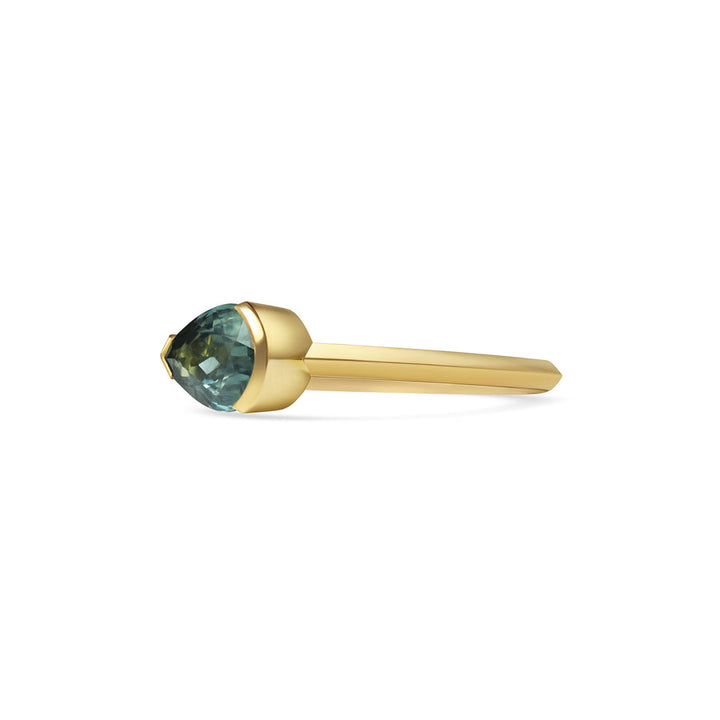 1.50CT Fancy Green East-West Pear Diamond Solitaire Lab Grown Engagement Ring