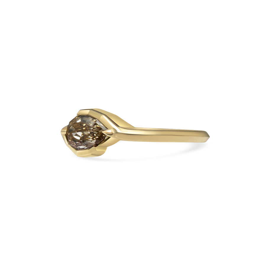 1.0CT Fancy Champagne Pear Step Cut Solitaire Lab Grown Engagement Ring