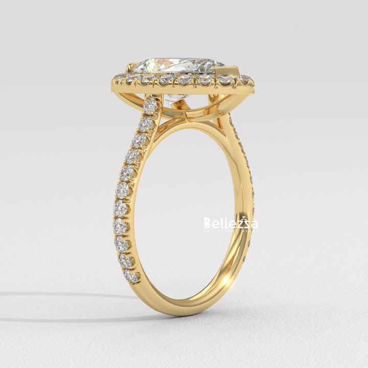 2.0-3.0CT Pear Cut Diamond Halo Pave Setting Lab Grown Engagement Ring