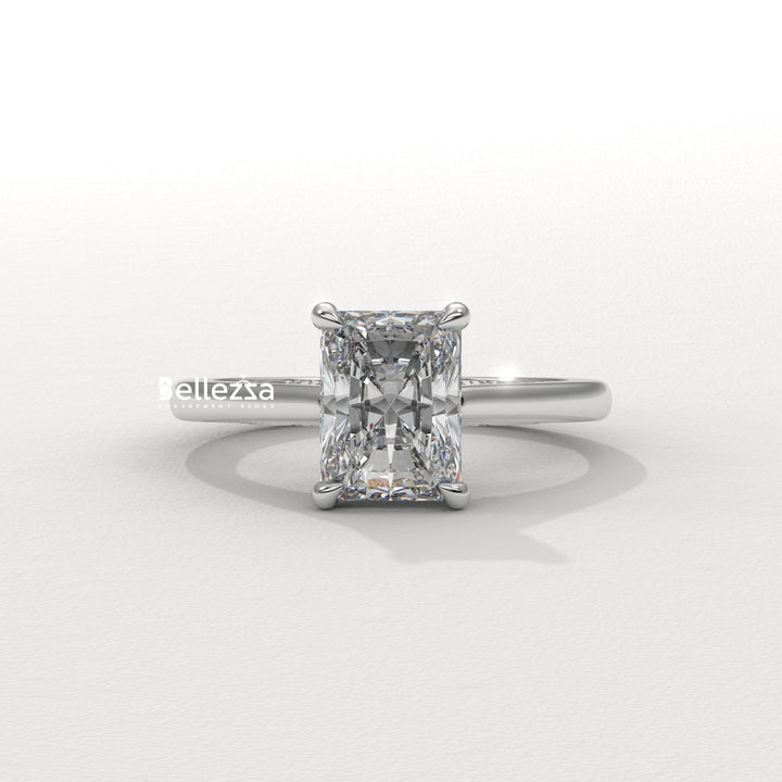 1.50-2.50CT Radiant  Cut Hidden Halo Lab Grown Engagement Ring
