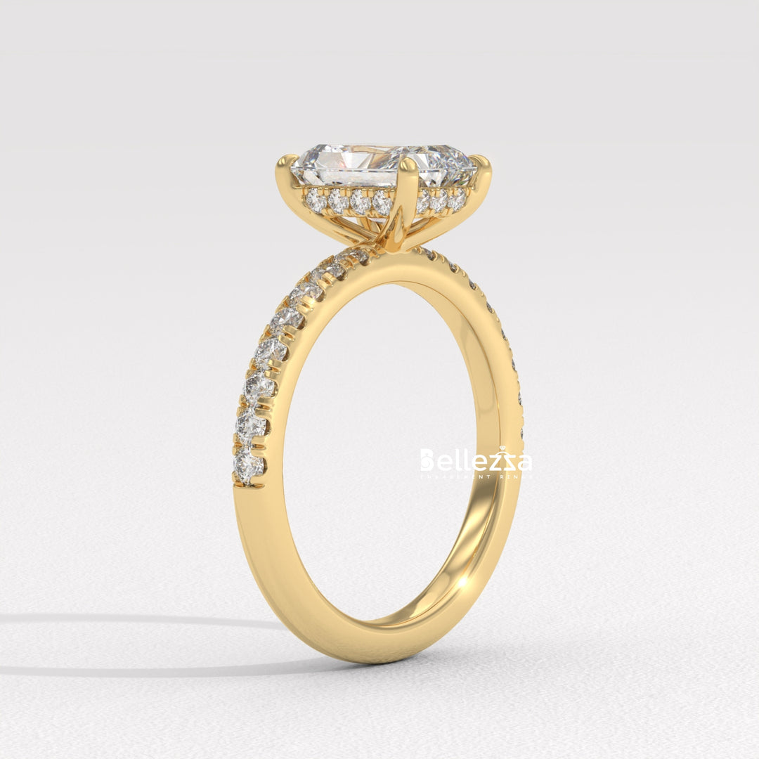 1.50-2.50CT Radiant Cut Hidden Halo Lab Grown Engagement Ring