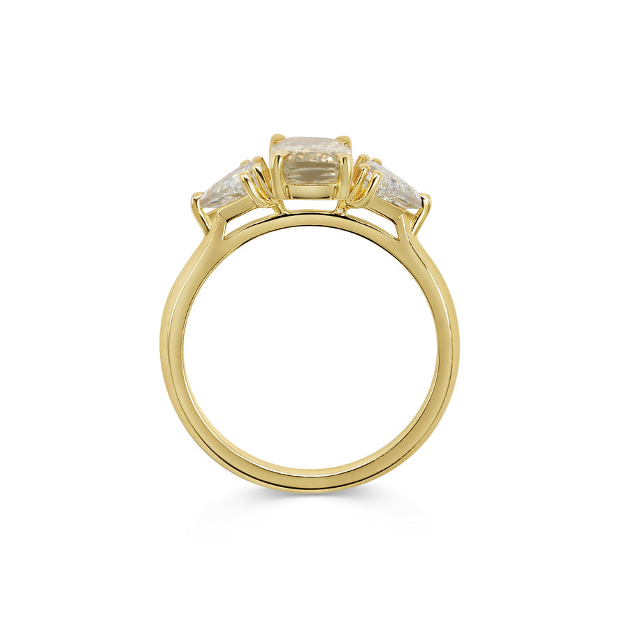 1.50CT Yellow-Peach Emerald Cut Three Stone Lab Grown Engagement Ring