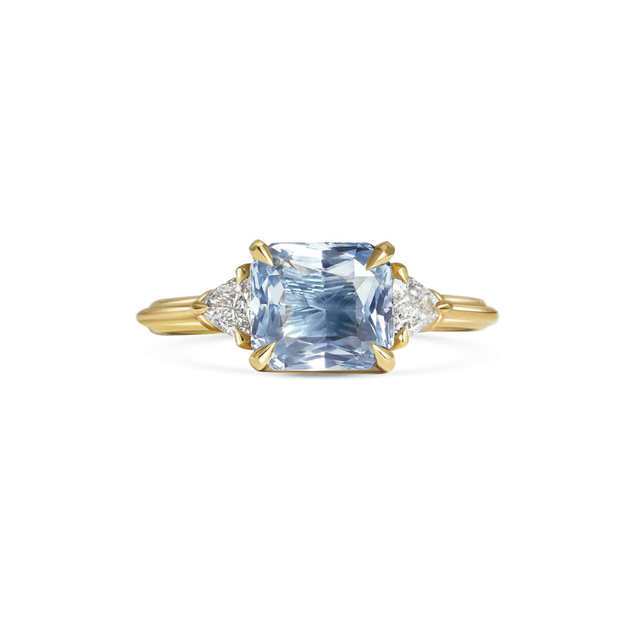 2.50CT Light Blue Octagon Cut East-West Setting Three Stone Lab Grown Ring