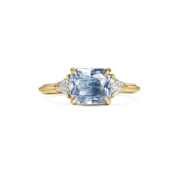 2.50CT Light Blue Octagon Cut East-West Setting Three Stone Lab Grown Ring