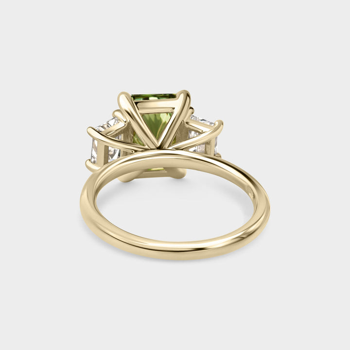 3.0CT Fancy Green Radiant Diamond Three Stone Lab Grown Engagement Ring