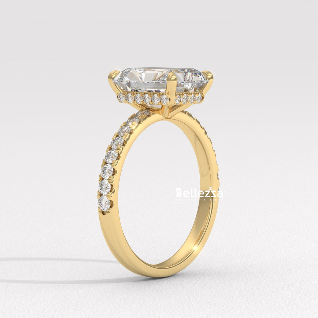 2.50-3.50 CT Radiant Diamond Pave Setting Lab Grown Engagement Ring