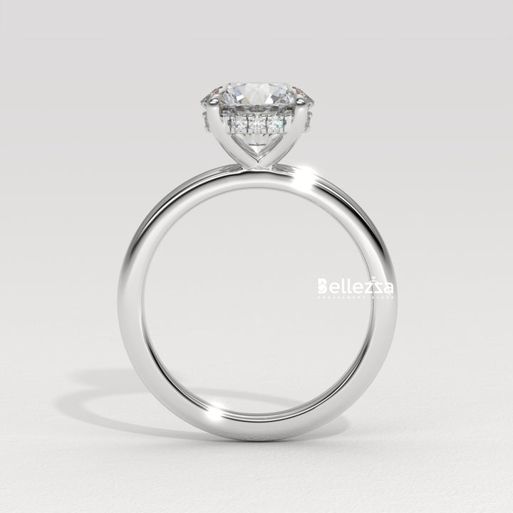 1.0-2.0CT Round Cut Hidden Halo Lab Grown Engagement Ring